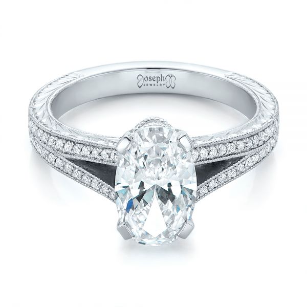  Platinum Custom Oval Diamond Engagement Ring - Flat View -  102214