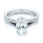  Platinum Custom Oval Diamond Engagement Ring - Flat View -  102214 - Thumbnail