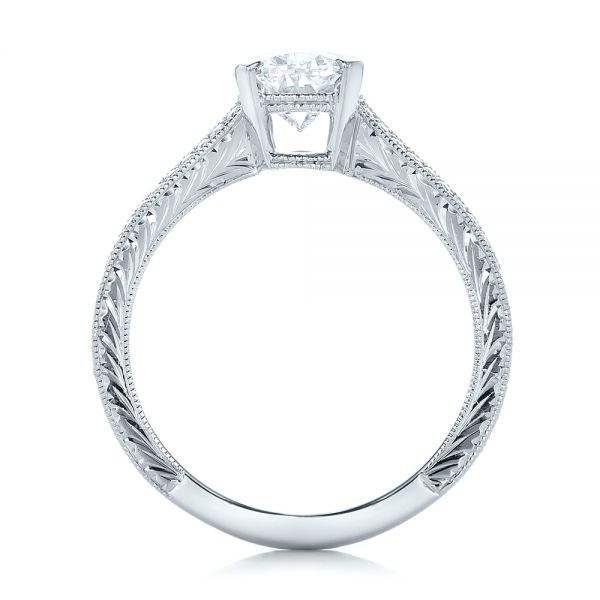 18k White Gold 18k White Gold Custom Oval Diamond Engagement Ring - Front View -  102214