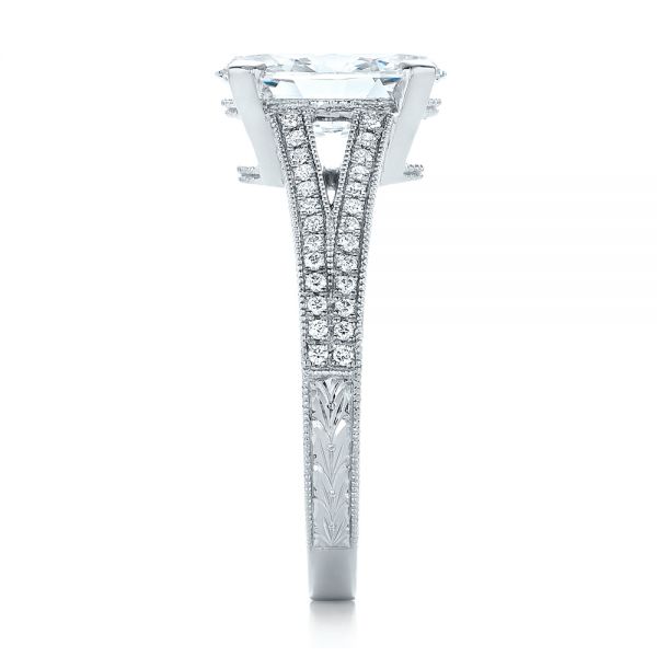  Platinum Custom Oval Diamond Engagement Ring - Side View -  102214