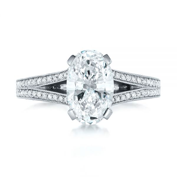  Platinum Custom Oval Diamond Engagement Ring - Top View -  102214