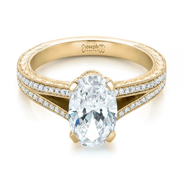 18k Yellow Gold 18k Yellow Gold Custom Oval Diamond Engagement Ring - Flat View -  102214