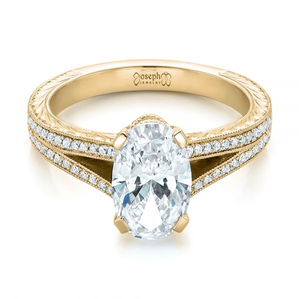 14k Yellow Gold 14k Yellow Gold Custom Oval Diamond Engagement Ring - Flat View - 102214