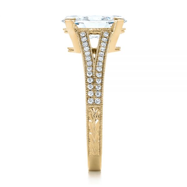 14k Yellow Gold 14k Yellow Gold Custom Oval Diamond Engagement Ring - Side View - 102214
