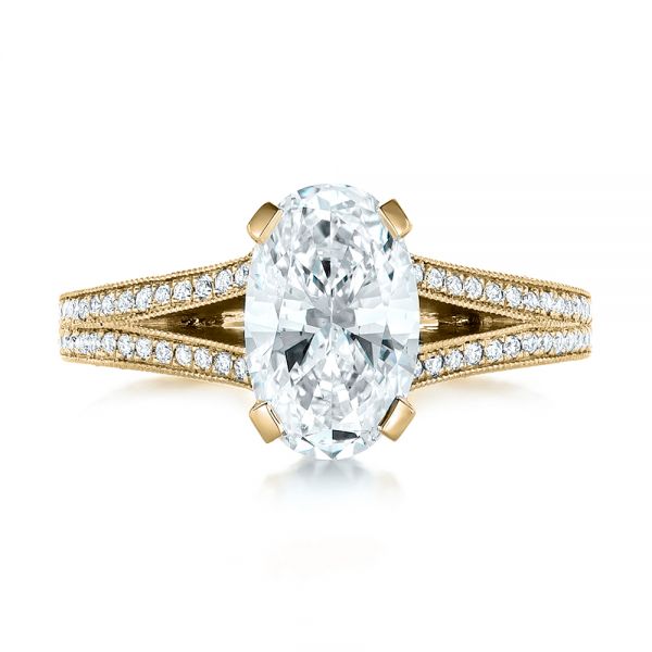 14k Yellow Gold 14k Yellow Gold Custom Oval Diamond Engagement Ring - Top View - 102214
