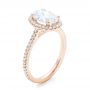 18k Rose Gold 18k Rose Gold Custom Oval Diamond And Halo Engagement Ring - Three-Quarter View -  102607 - Thumbnail