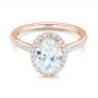 14k Rose Gold 14k Rose Gold Custom Oval Diamond And Halo Engagement Ring - Flat View -  102607 - Thumbnail