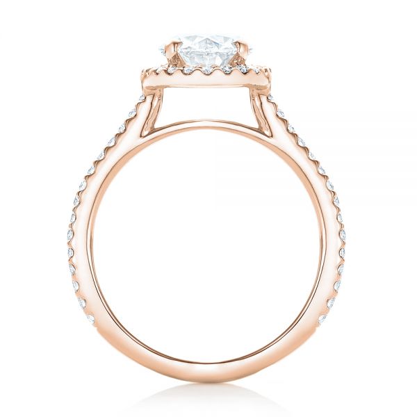 14k Rose Gold 14k Rose Gold Custom Oval Diamond And Halo Engagement Ring - Front View -  102607