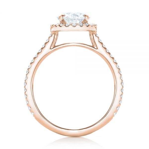 18k Rose Gold 18k Rose Gold Custom Oval Diamond And Halo Engagement Ring - Front View - 102607
