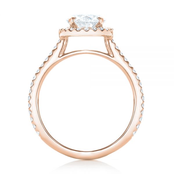 18k Rose Gold 18k Rose Gold Custom Oval Diamond And Halo Engagement Ring - Front View -  102607