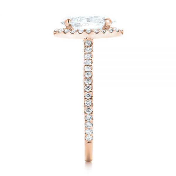 18k Rose Gold 18k Rose Gold Custom Oval Diamond And Halo Engagement Ring - Side View -  102607