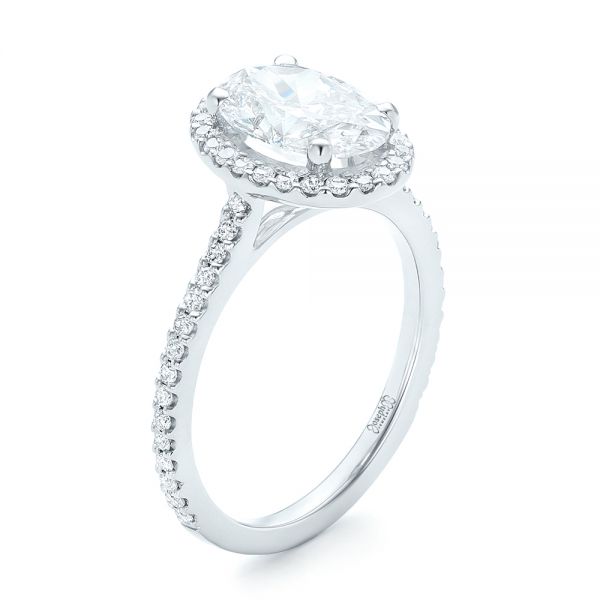 Custom Oval Diamond and Halo Engagement Ring - Image