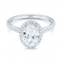  Platinum Custom Oval Diamond And Halo Engagement Ring - Flat View -  102607 - Thumbnail