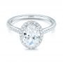 14k White Gold 14k White Gold Custom Oval Diamond And Halo Engagement Ring - Flat View -  102607 - Thumbnail