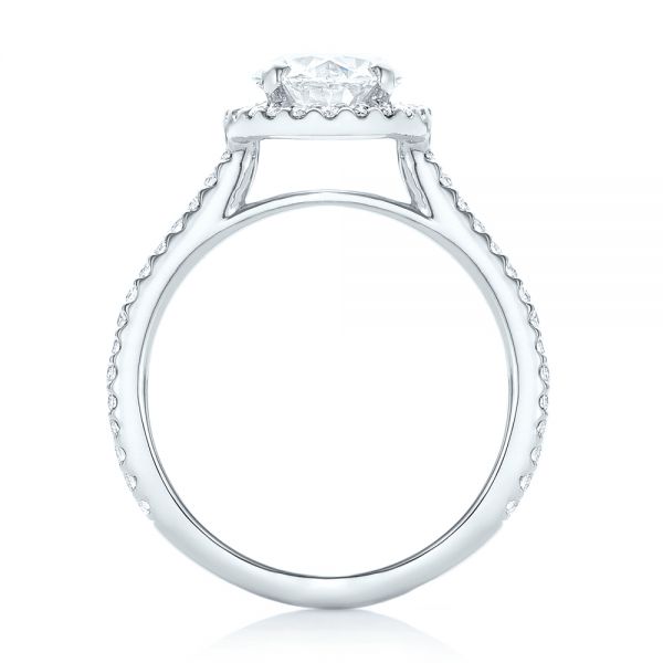  Platinum Custom Oval Diamond And Halo Engagement Ring - Front View -  102607