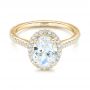 18k Yellow Gold 18k Yellow Gold Custom Oval Diamond And Halo Engagement Ring - Flat View -  102607 - Thumbnail