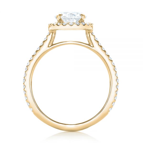 18k Yellow Gold 18k Yellow Gold Custom Oval Diamond And Halo Engagement Ring - Front View -  102607