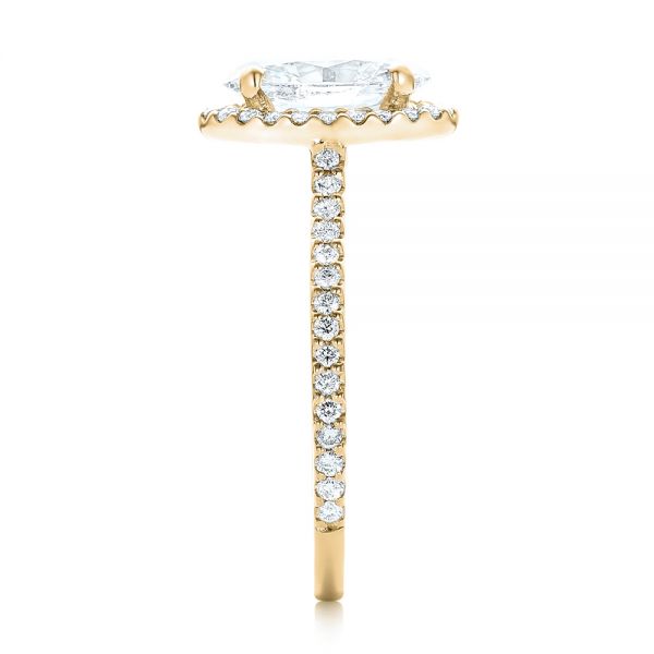 14k Yellow Gold 14k Yellow Gold Custom Oval Diamond And Halo Engagement Ring - Side View - 102607