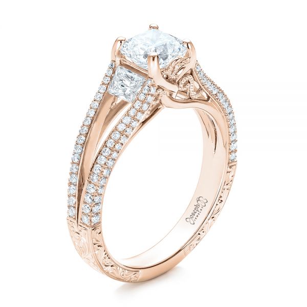 14k Rose Gold 14k Rose Gold Custom Pave Diamond Engagement Ring - Three-Quarter View -  101681