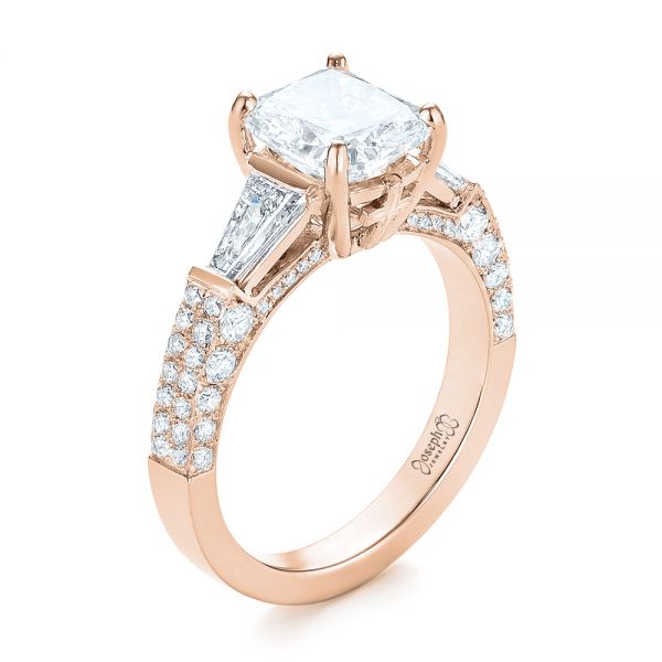 14k Rose Gold 14k Rose Gold Custom Pave Diamond Engagement Ring - Three-Quarter View -  103610