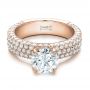 18k Rose Gold 18k Rose Gold Custom Pave Diamond Engagement Ring - Flat View -  100770 - Thumbnail