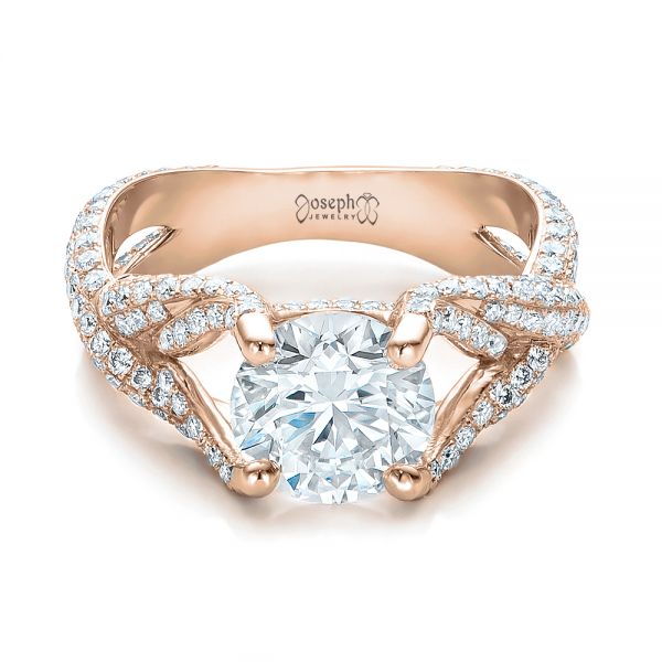 14k Rose Gold 14k Rose Gold Custom Pave Diamond Engagement Ring - Flat View - 100835