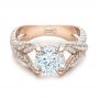 18k Rose Gold 18k Rose Gold Custom Pave Diamond Engagement Ring - Flat View -  100835 - Thumbnail