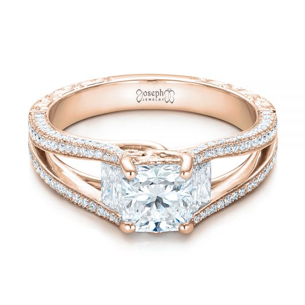 18k Rose Gold 18k Rose Gold Custom Pave Diamond Engagement Ring - Flat View -  101681