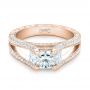 18k Rose Gold 18k Rose Gold Custom Pave Diamond Engagement Ring - Flat View -  102796 - Thumbnail