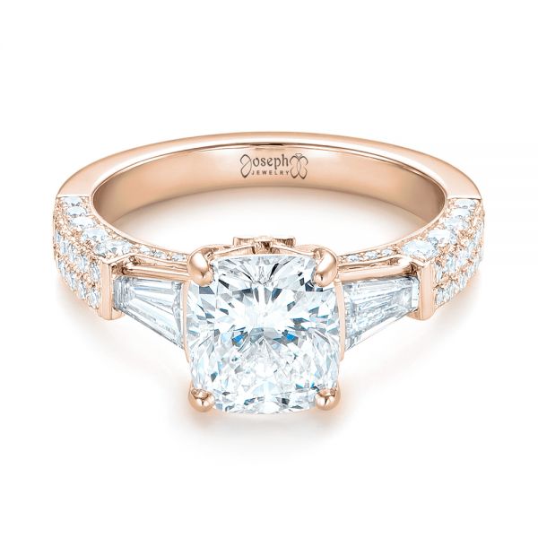 14k Rose Gold 14k Rose Gold Custom Pave Diamond Engagement Ring - Flat View -  103610