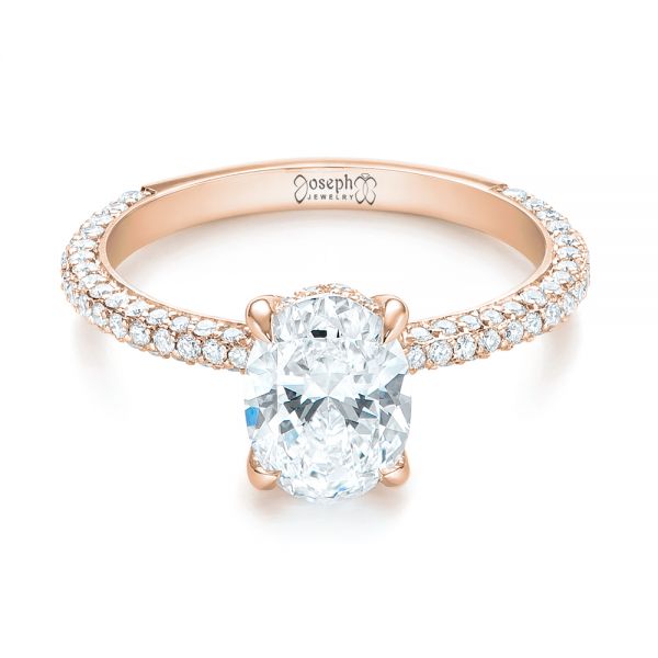 18k Rose Gold 18k Rose Gold Custom Pave Diamond Engagement Ring - Flat View - 104689