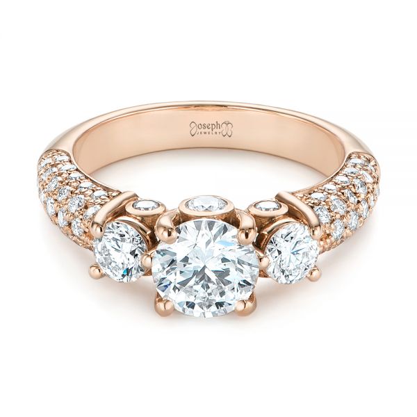 18k Rose Gold 18k Rose Gold Custom Pave Diamond Engagement Ring - Flat View -  104849