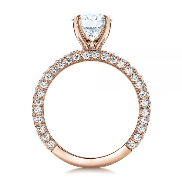 14k Rose Gold 14k Rose Gold Custom Pave Diamond Engagement Ring - Front View -  100770