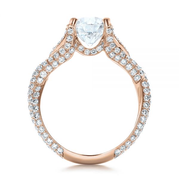 14k Rose Gold 14k Rose Gold Custom Pave Diamond Engagement Ring - Front View -  100835