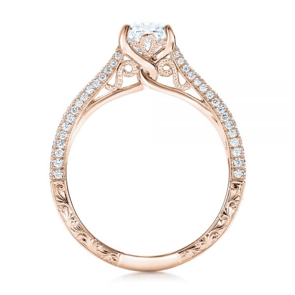 18k Rose Gold 18k Rose Gold Custom Pave Diamond Engagement Ring - Front View -  101681