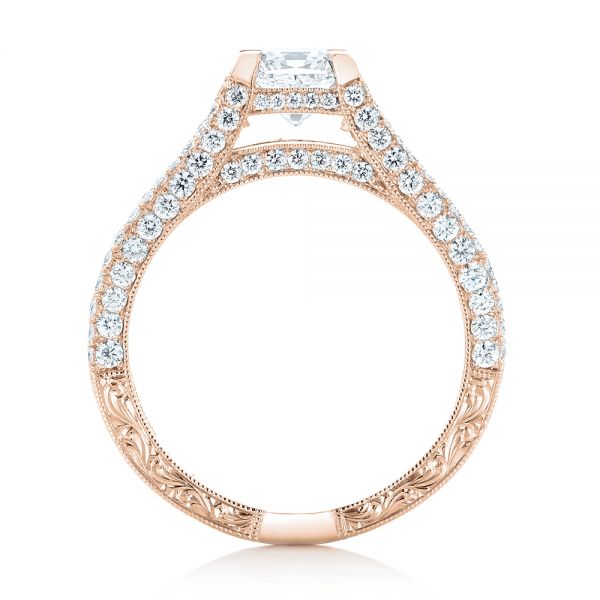 14k Rose Gold 14k Rose Gold Custom Pave Diamond Engagement Ring - Front View -  102796
