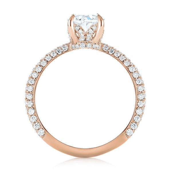 18k Rose Gold 18k Rose Gold Custom Pave Diamond Engagement Ring - Front View -  104689