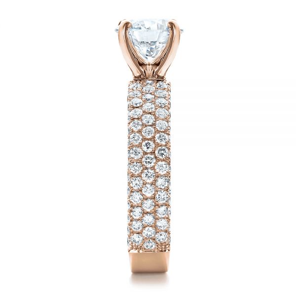14k Rose Gold 14k Rose Gold Custom Pave Diamond Engagement Ring - Side View - 100770