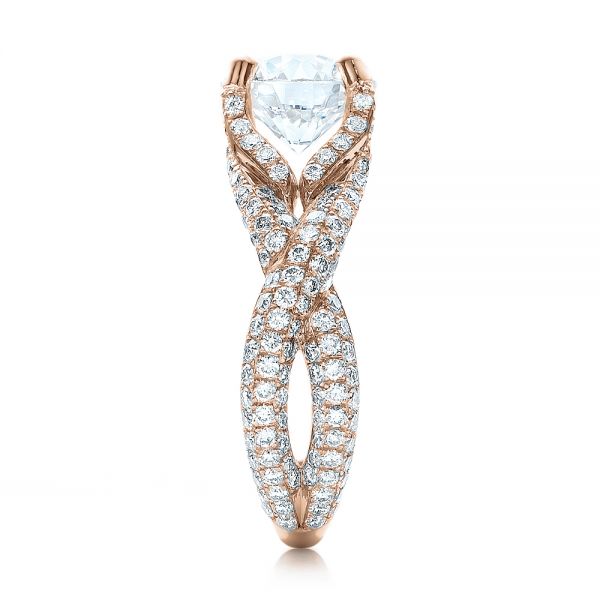 14k Rose Gold 14k Rose Gold Custom Pave Diamond Engagement Ring - Side View -  100835