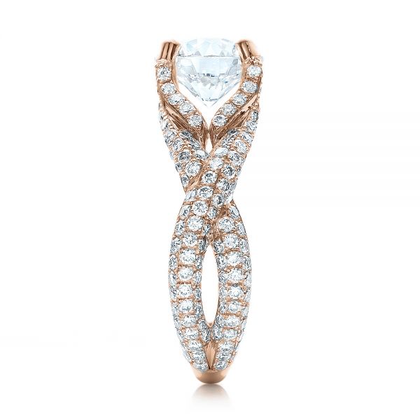 14k Rose Gold 14k Rose Gold Custom Pave Diamond Engagement Ring - Side View - 100835