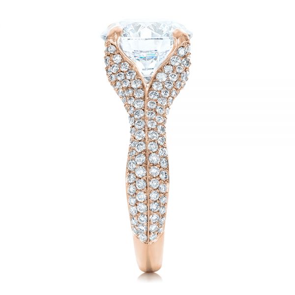 14k Rose Gold 14k Rose Gold Custom Pave Diamond Engagement Ring - Side View -  102176