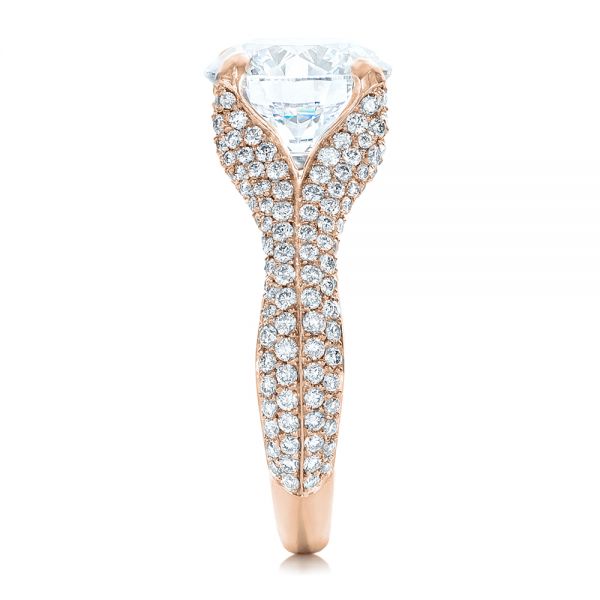 14k Rose Gold 14k Rose Gold Custom Pave Diamond Engagement Ring - Side View - 102176