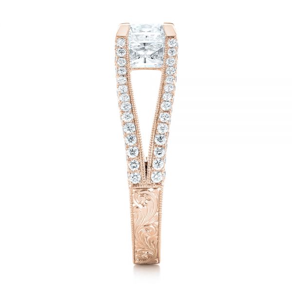 18k Rose Gold 18k Rose Gold Custom Pave Diamond Engagement Ring - Side View -  102796