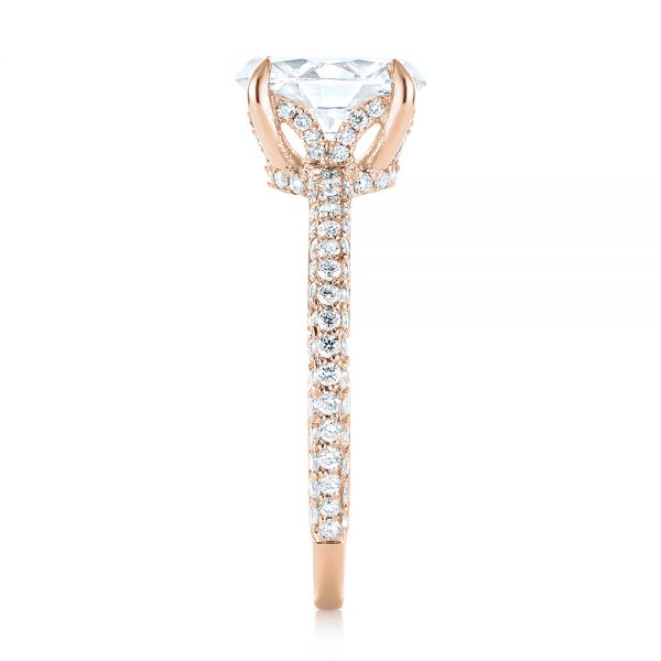 18k Rose Gold 18k Rose Gold Custom Pave Diamond Engagement Ring - Side View - 104689