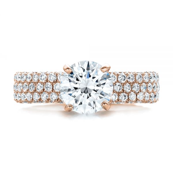 14k Rose Gold 14k Rose Gold Custom Pave Diamond Engagement Ring - Top View -  100770