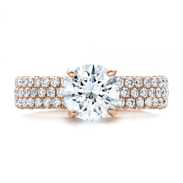 14k Rose Gold 14k Rose Gold Custom Pave Diamond Engagement Ring - Top View - 100770
