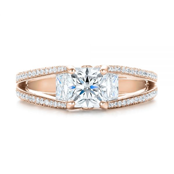 18k Rose Gold 18k Rose Gold Custom Pave Diamond Engagement Ring - Top View -  101681