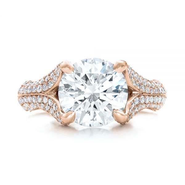 14k Rose Gold 14k Rose Gold Custom Pave Diamond Engagement Ring - Top View - 102176