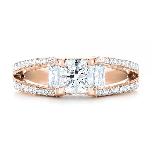 14k Rose Gold 14k Rose Gold Custom Pave Diamond Engagement Ring - Top View -  102796
