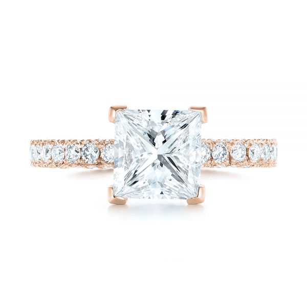 14k Rose Gold 14k Rose Gold Custom Pave Diamond Engagement Ring - Top View -  103358